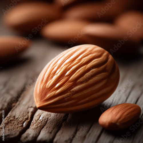 almonds on wooden table