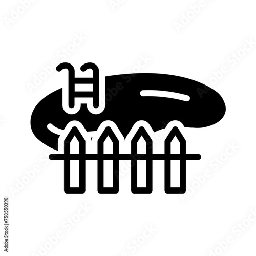 Vector solid black icon for Pool fencing
