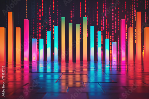 Colorful equaliser bars for music background © grey