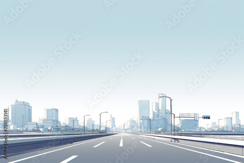 City skyline and highway