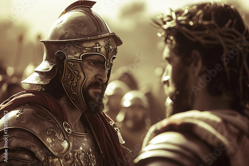 Depict the Roman centurion realizing Jesus was the Son of God photo
