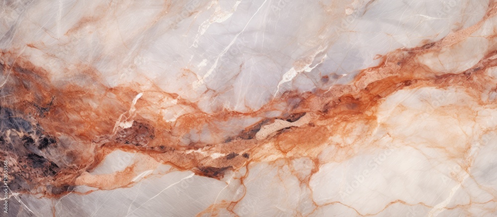 A detailed closeup of a marble texture framed with a brown border, resembling a piece of artwork inspired by natural landscapes and heat