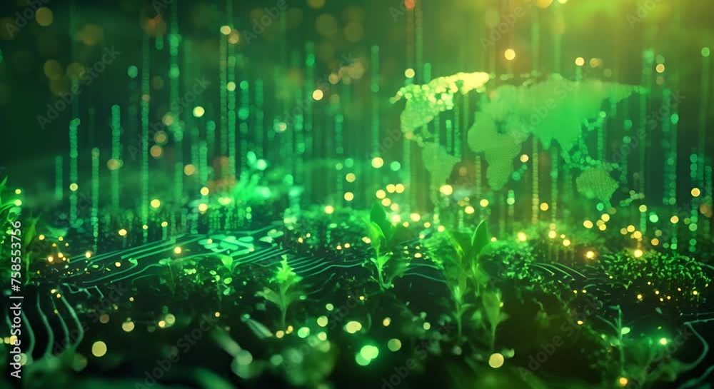 An image illustrating the impact of digital assets on global trade, set against a backdrop of green economic growth An image illustrating the impact of digital assets on global trade, set against a backdrop of green economic growth