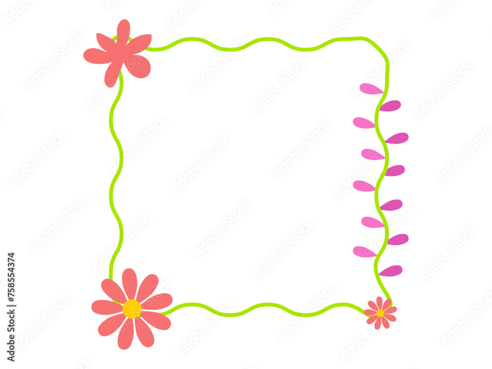 colorful spring flower boarder and frame 