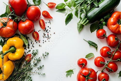 Vibrant Assortment of Fresh Vegetables on a White Background: A Nutritious and Delicious Meal Choice
