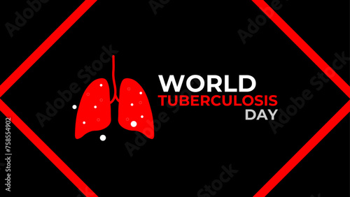 World Tuberculosis Day Vector Illustration on March 24 with Lungs and Bacteria to TB Awareness and Medical in Healthcare Flat Background. banner, cover, poster, card, web, flyer, brochure.