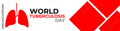 World Tuberculosis Day Vector Illustration on March 24 with Lungs and Bacteria to TB Awareness and Medical in Healthcare Flat Background. banner, cover, poster, card, web, flyer, brochure.