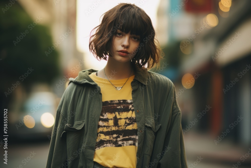 young beautiful hipster woman in the city street, lifestyle people concept young beautiful hipster woman in the city street, lifestyle people concept