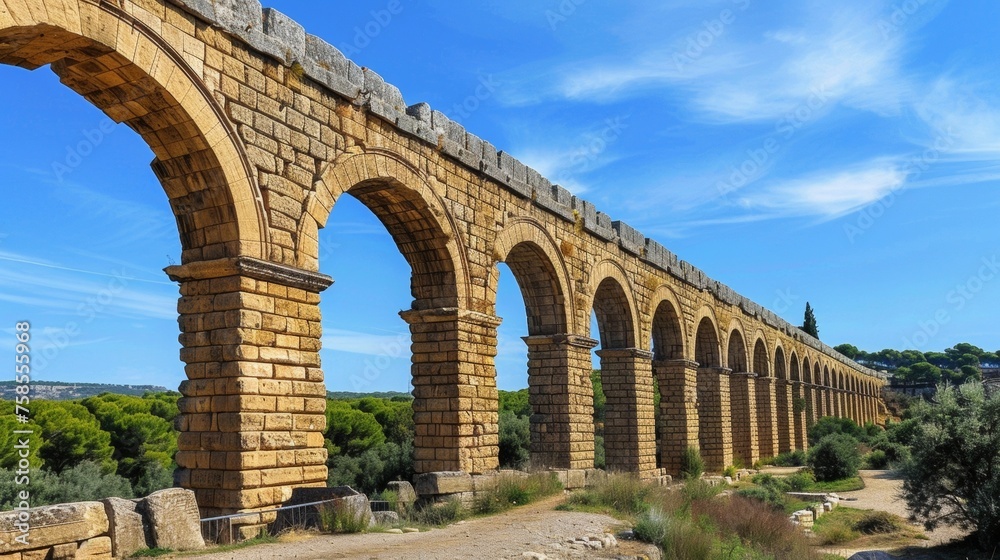The aqueducts towering pillars a testament to the engineering feats achieved by ancient civilizations.