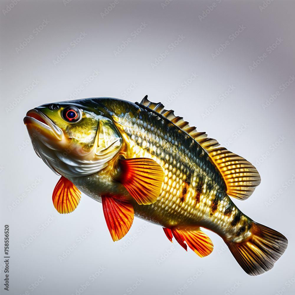Naklejka premium european perch over white background