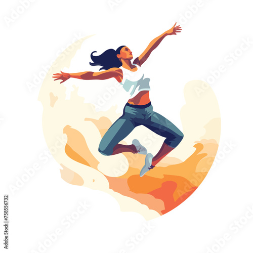 A dancer leaping through the air. flat vector 