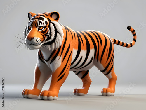 High-Quality 3D Cartoon Tiger on a White Background" 3D Cartoon Tiger Illustration in High-Quality Watercolor" 3D Cartoon Tiger on White Background in High-Quality Render" Detailed 3D Cartoon Tiger