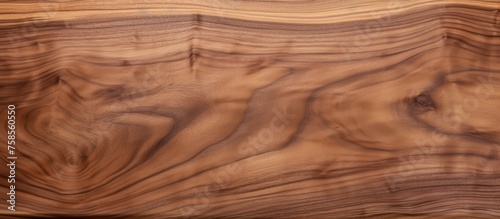 A closeup shot of a brown hardwood plank revealing the intricate grain formation, perfect for table, floor, or flooring with wood stain or varnish