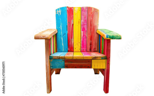 Wooden Chair with Color Accents isolated on transparent Background