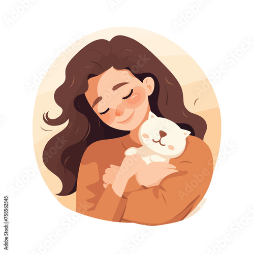 A girl hugging the earyh illustration flat vector 