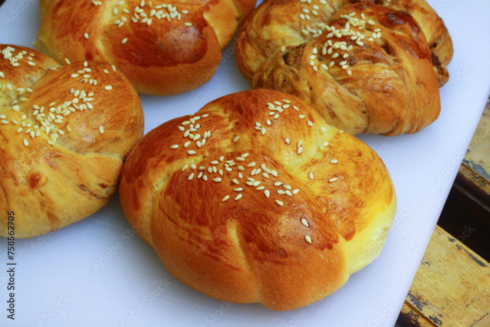 Homemade bread that is freshly baked and looks absolutely delicious.	