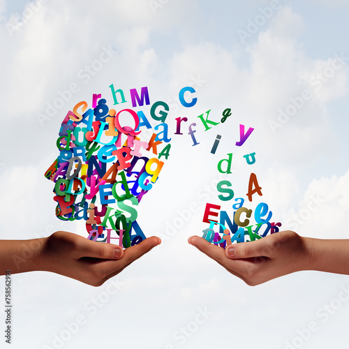 Fotografie Teaching Language and literacy as an education and learning concept for speech and reading or writing