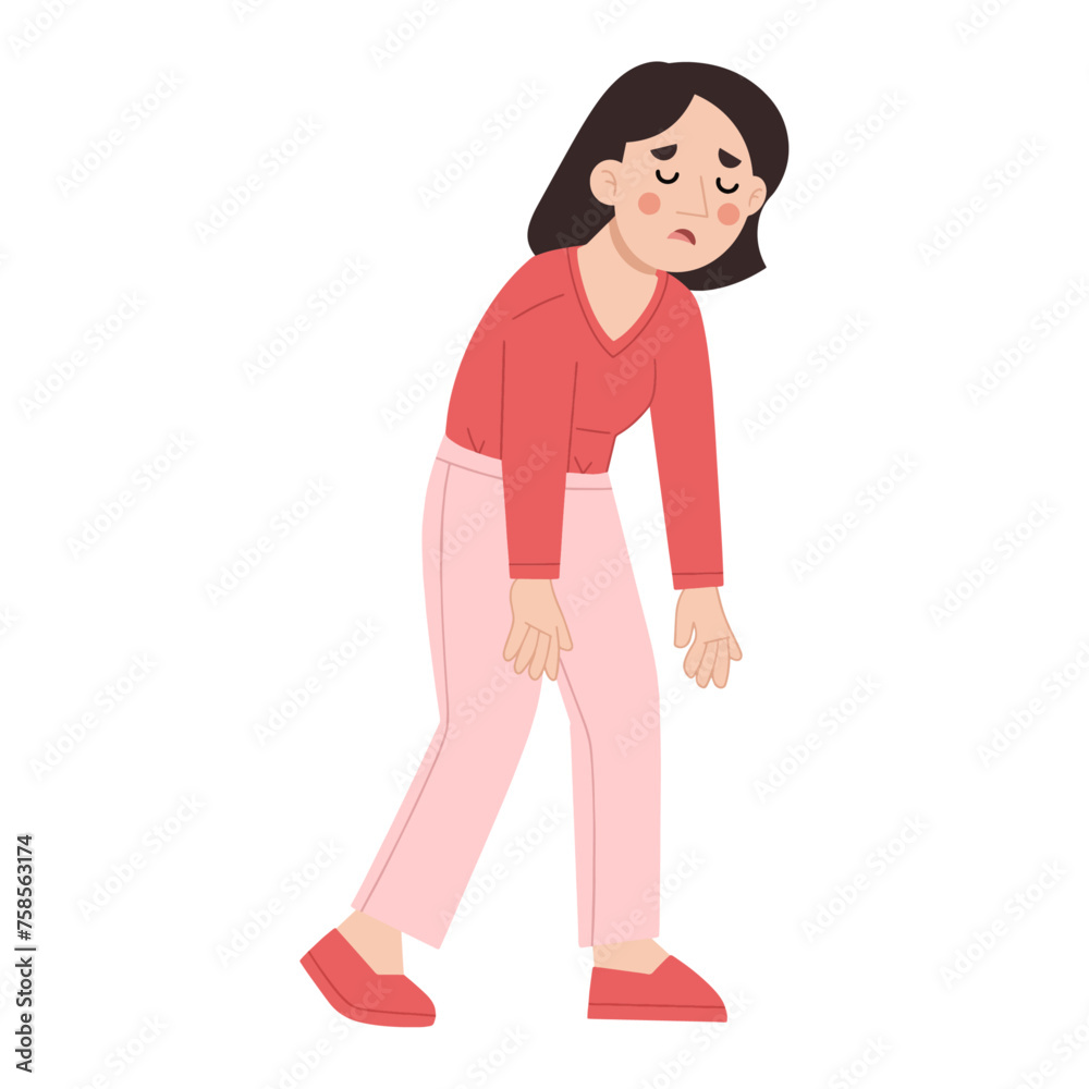 Fototapeta premium Vector illustration of exhausted woman
