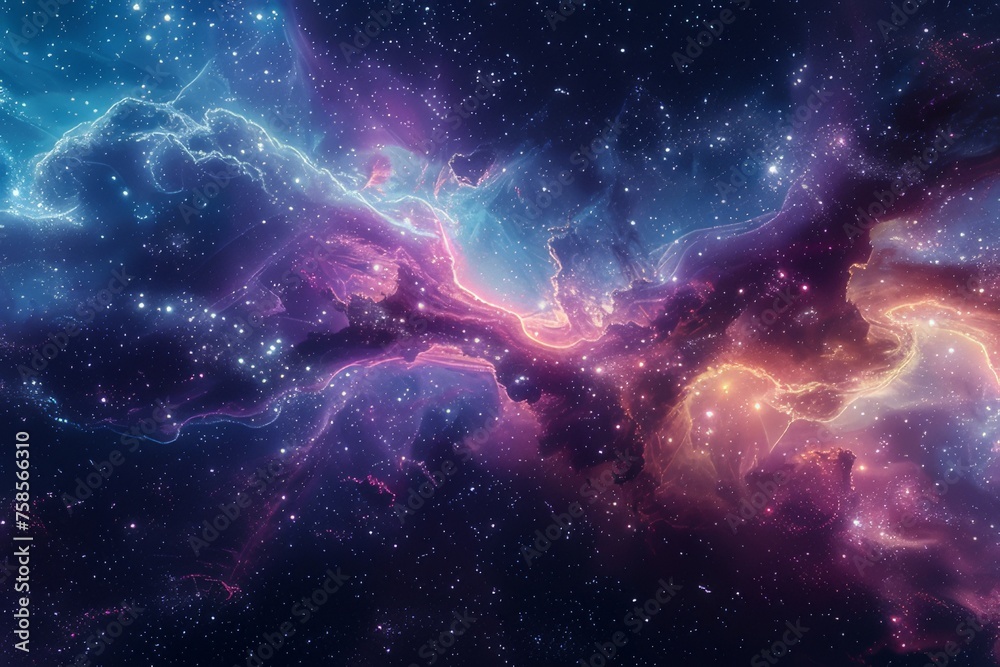 Picture of a nebula in space It features bright colors and swirling cosmic dust. Picture of a nebula in space It features bright colors and swirling cosmic dust.