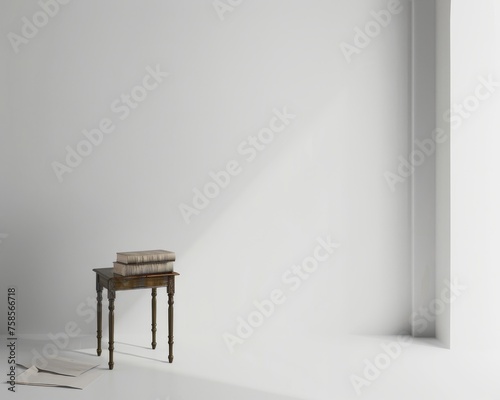 Old Holy Bible in a clean white minimalist setting where faith meets design photo