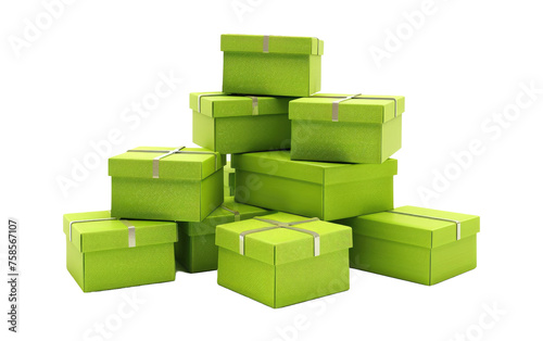 Green boxes isolated on transparent Background photo