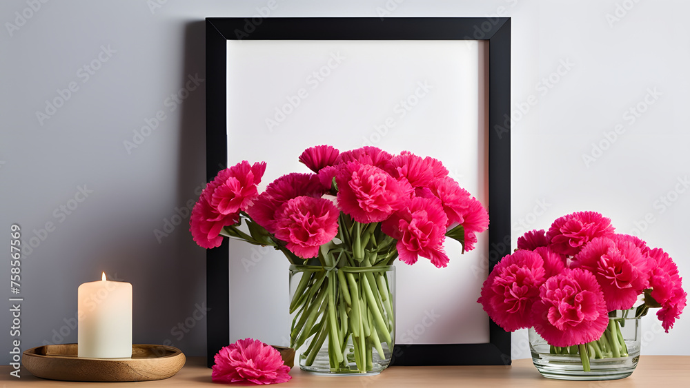 Carnation pink background with frame, suitable for Mother's Day, International Women's Day, and other similar celebrations. Space for text. Carnation pink background with frame, suitable for Mother's Day, International Women's Day, and other similar celebrations. Space for text.