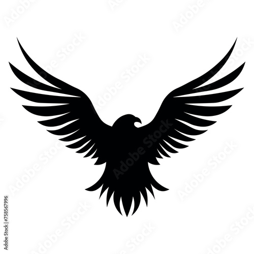 black vector eagle icon on white background photo