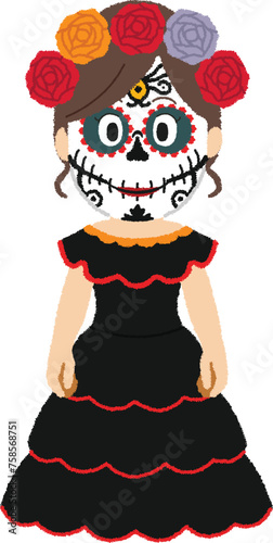 メキシコの死者の日（女性）のイラスト