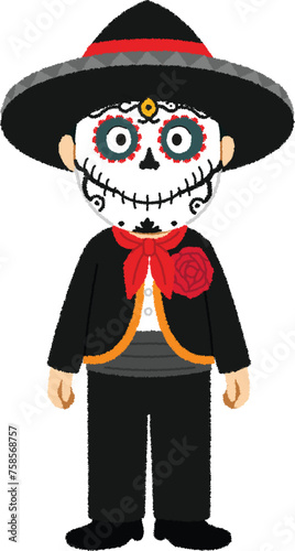 メキシコの死者の日（男性）のイラスト