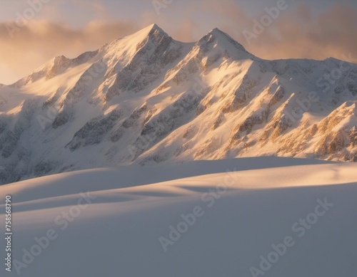 Snow-covered Mountain with Skiers and Snowboarders 