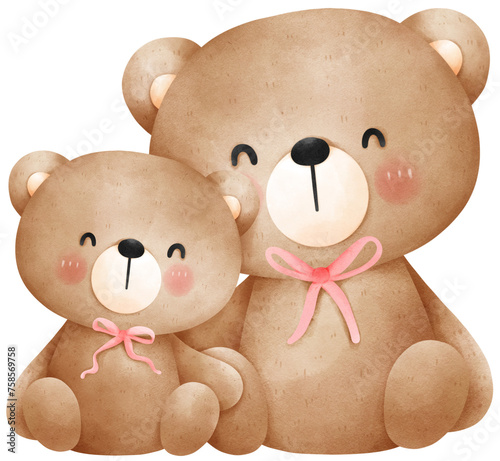Cute couple teddy bear face illustration © Ankochan Studio