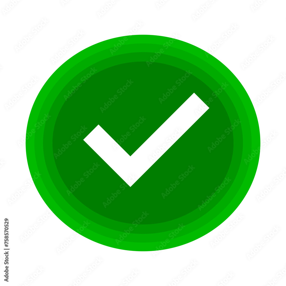 Round check mark icon. Decision option. Vector. Round check mark icon. Decision option. Vector.