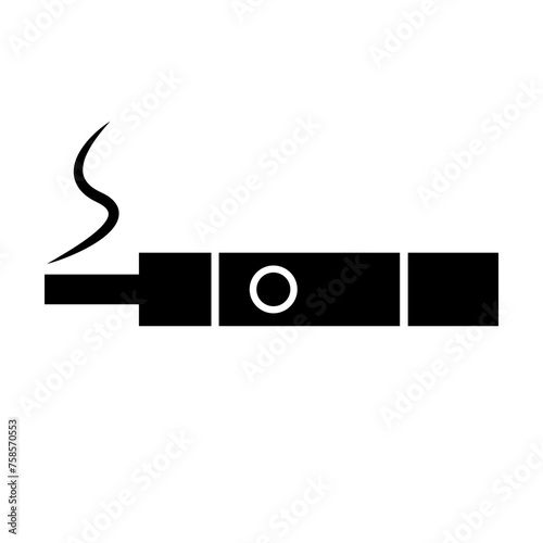 Electronic cigarette silhouette icon. Electronic cigarette smoking silhouette. Vector.