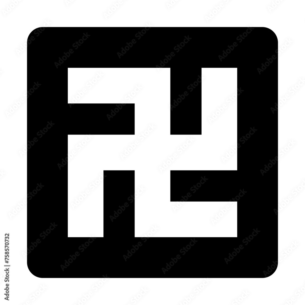 Square swastika icon. 卍. Vector.