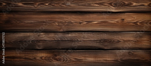 A closeup shot of a brown hardwood plank wall with a blurred background, showcasing the intricate pattern of the wood grain and texture