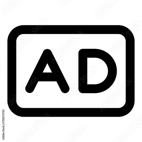 Audio description icon in outline style. Simple subtitle vector illustration — pixel-perfect icon.