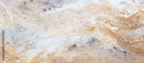A detailed close up of a beige marble texture resembling a painted landscape, showcasing the natural materials unique patterns and colors