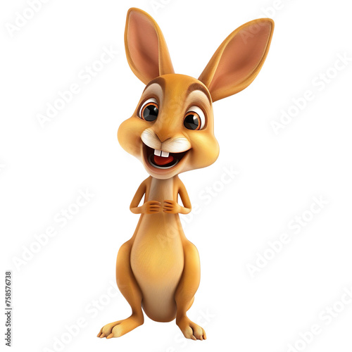 angled view of a 3d cartoon illustration of cute Kangaroo  smiling excitedly isolated on a white background  © SuperPixel Inc
