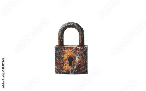 Securing with a Padlock isolated on transparent Background