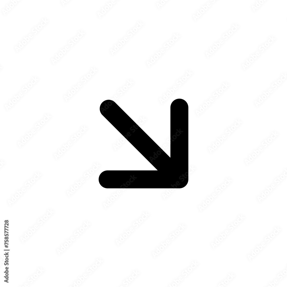 Bottom right arrow icon in outline style. Simple direction symbol vector illustration — pixel-perfect icon. Bottom right arrow icon in outline style. Simple direction symbol vector illustration — pixel-perfect icon.