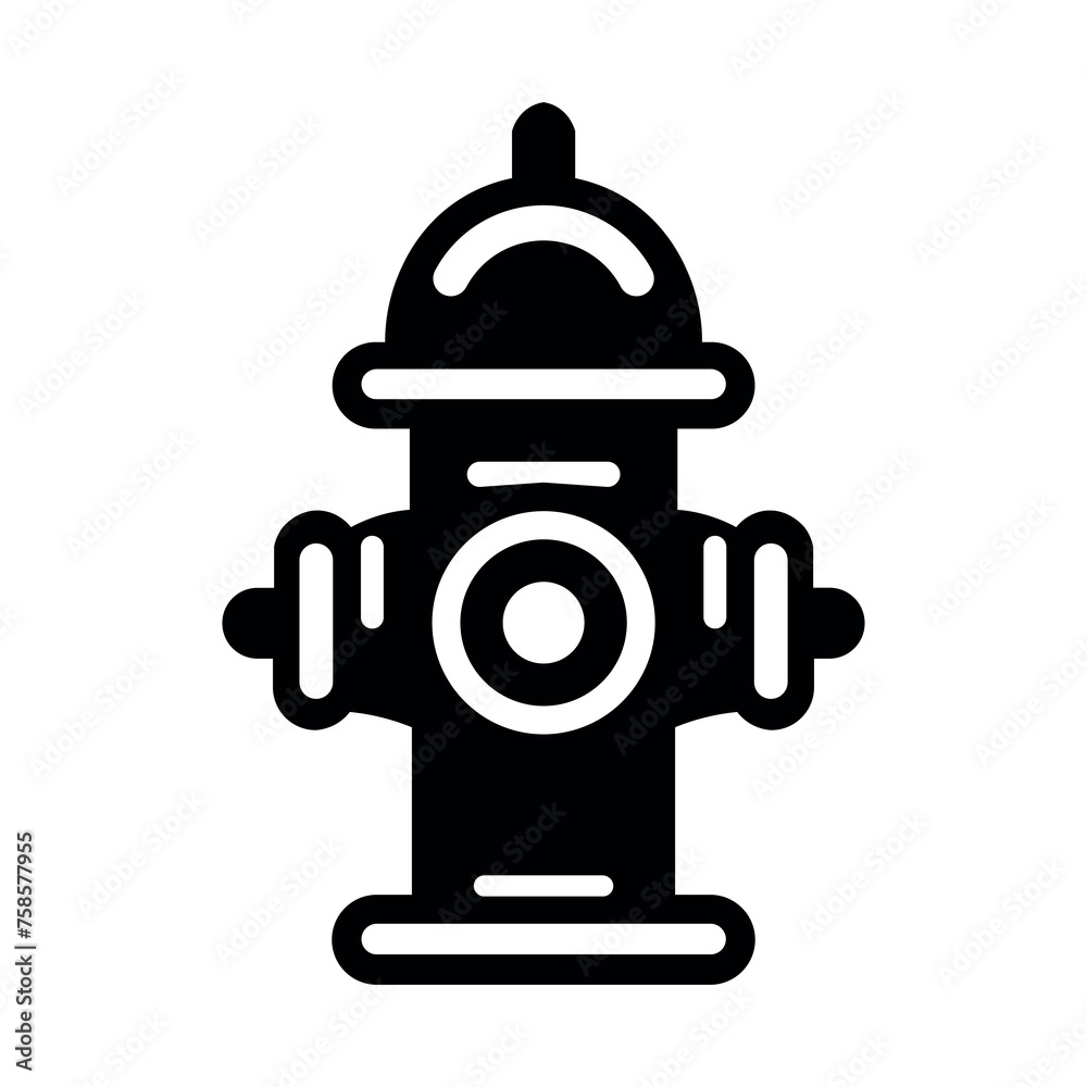 Obraz premium black vector fire hydrant icon on white background