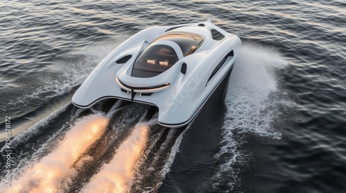 White boat sailing in the middle of water