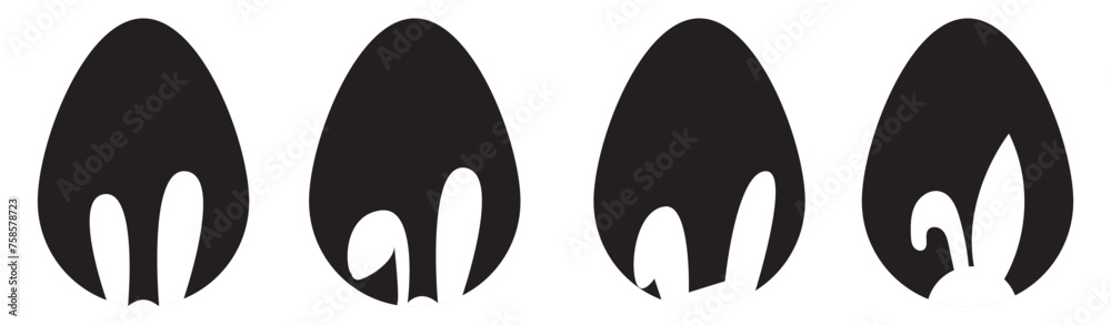 Easter egg hunt. Easter rabbit set. Bunny outline vector illustration. Bunny rabbit cut out on easter egg isolated on a white background. Easter egg hunt. Easter rabbit set. Bunny outline vector illustration. Bunny rabbit cut out on easter egg isolated on a white background.