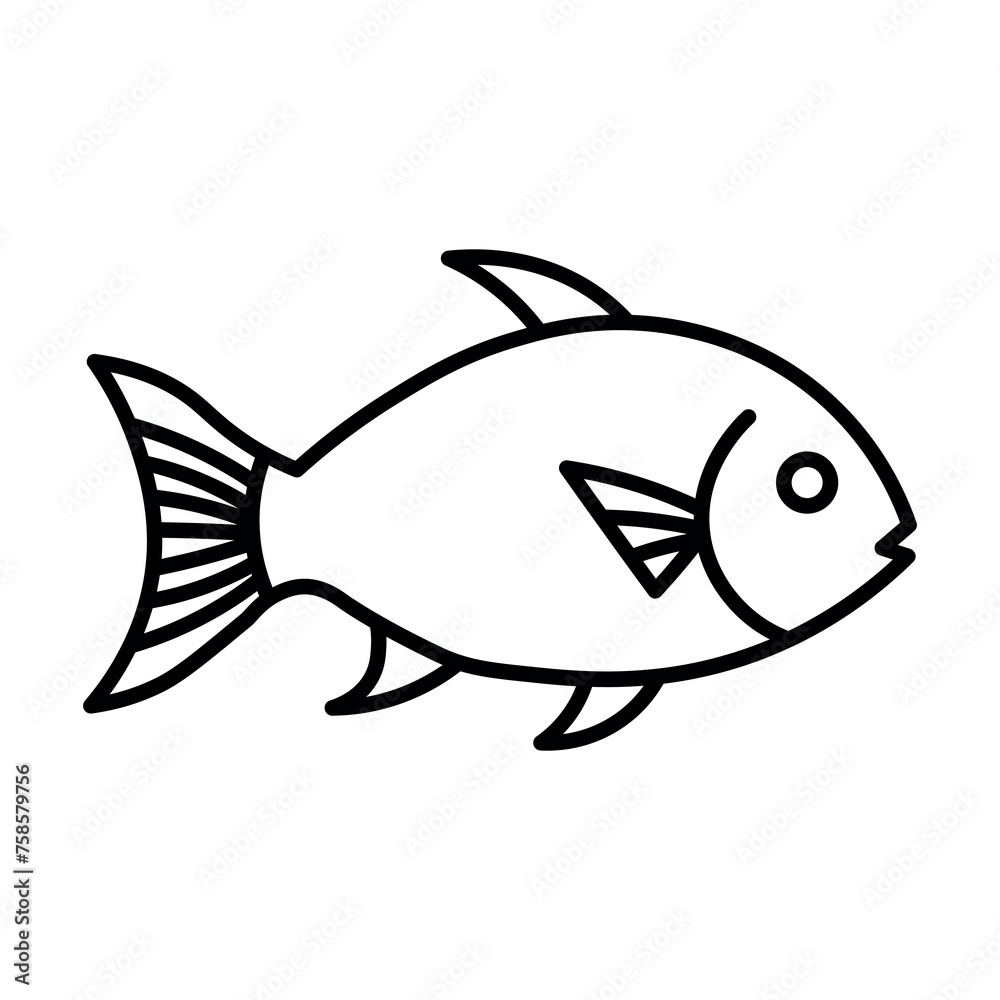 black vector fish icon on white background black vector fish icon on white background
