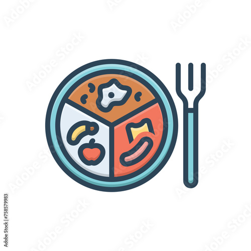 Color illustration icon for balanced diet