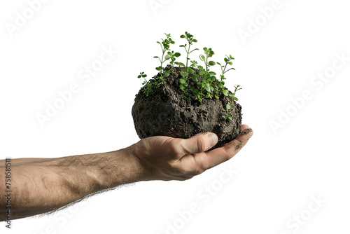 Hands carefully cradling a small green plant, symbolizing new life and care for the environment