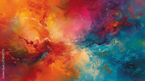 Explosion of Color: Embracing the Vivid Symphony of Abstract Acrylic Painting, Unleashing Dynamic Splashes and Swirls, Invoking a Mesmerizing Display of Creativity and Energy