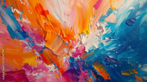 Explosion of Color: Mesmerizing Abstract Acrylic Painting with Vibrant Splashes and Swirls, Creating an Enchanting Display of Creativity, Energy, and Dynamic Visual Symphony