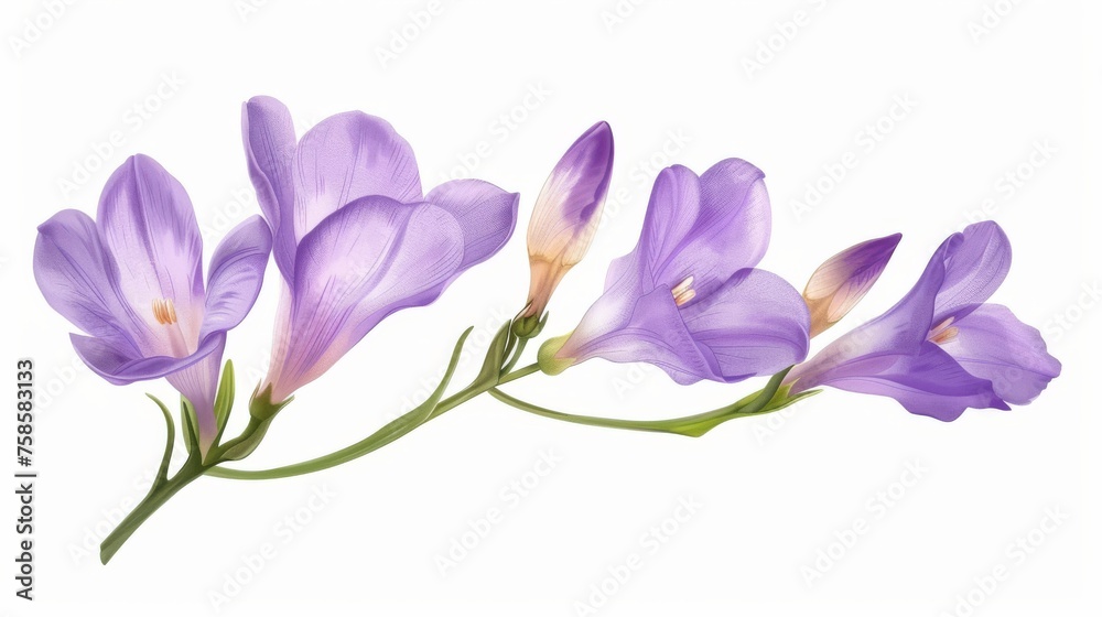 Isolated modern purple freesia flower on white