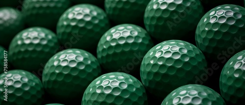 High contrast shot of golf ball textures against the smoothness of the green, a study in details and focus